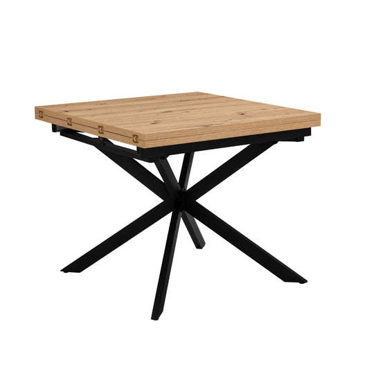 Brooke Square Extendable 4 - 8 Seater Dining Table - Wood/Black - DUSK