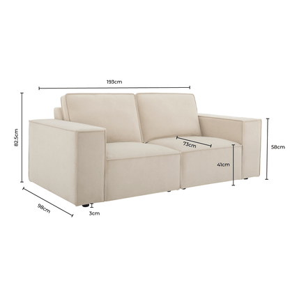 Brooklyn 2 Seater Sofa - Cappuccino - DUSK