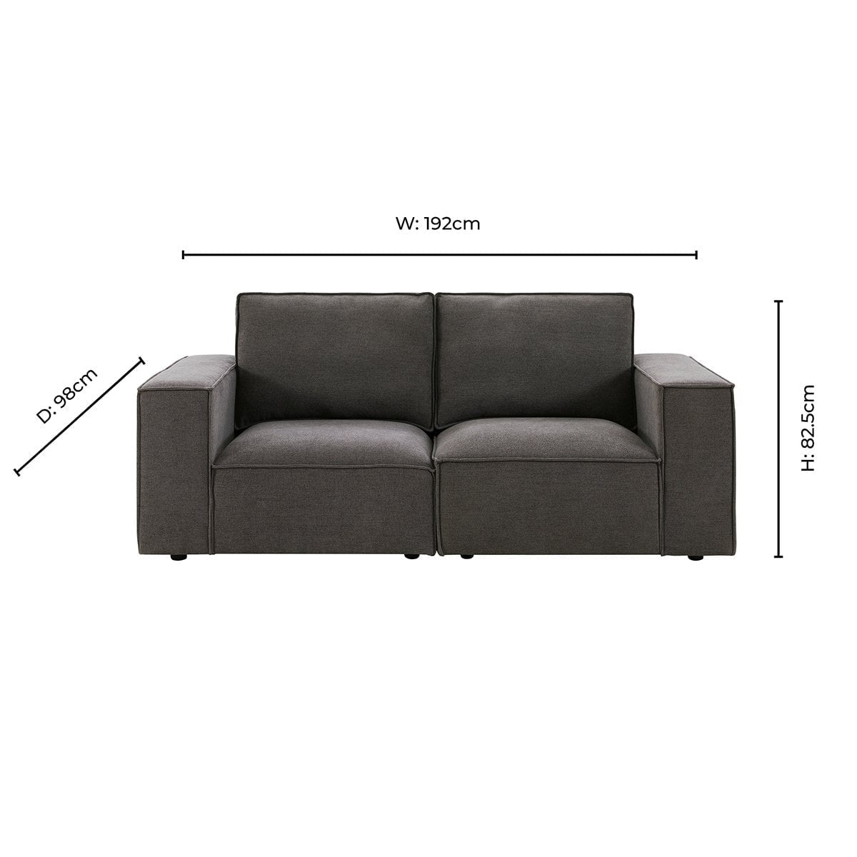 Brooklyn 2 Seater Sofa - Chenille Ash Grey - DUSK