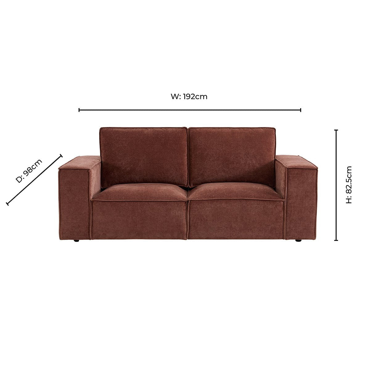 Brooklyn 2 Seater Sofa - Chenille Dark Rust - DUSK