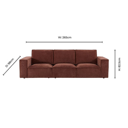Brooklyn 3 Seater Sofa - Chenille Dark Rust - DUSK