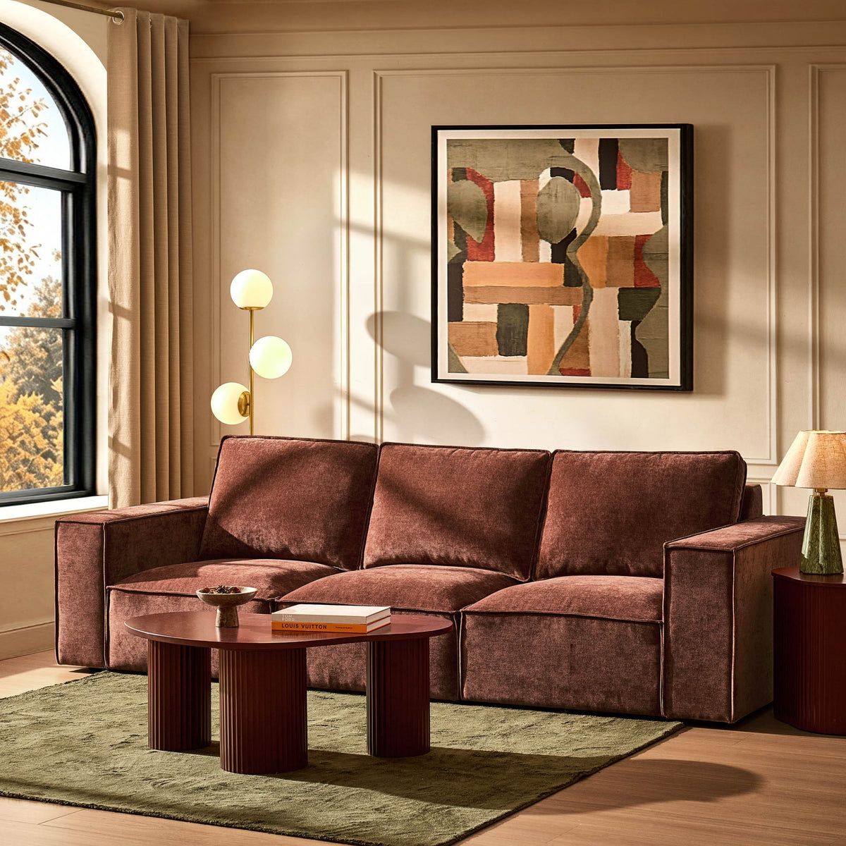Brooklyn 3 Seater Sofa - Chenille Dark Rust - DUSK