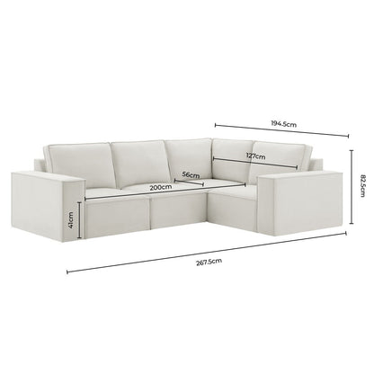 Brooklyn Small Right Hand L-Shape Sofa - Cappuccino