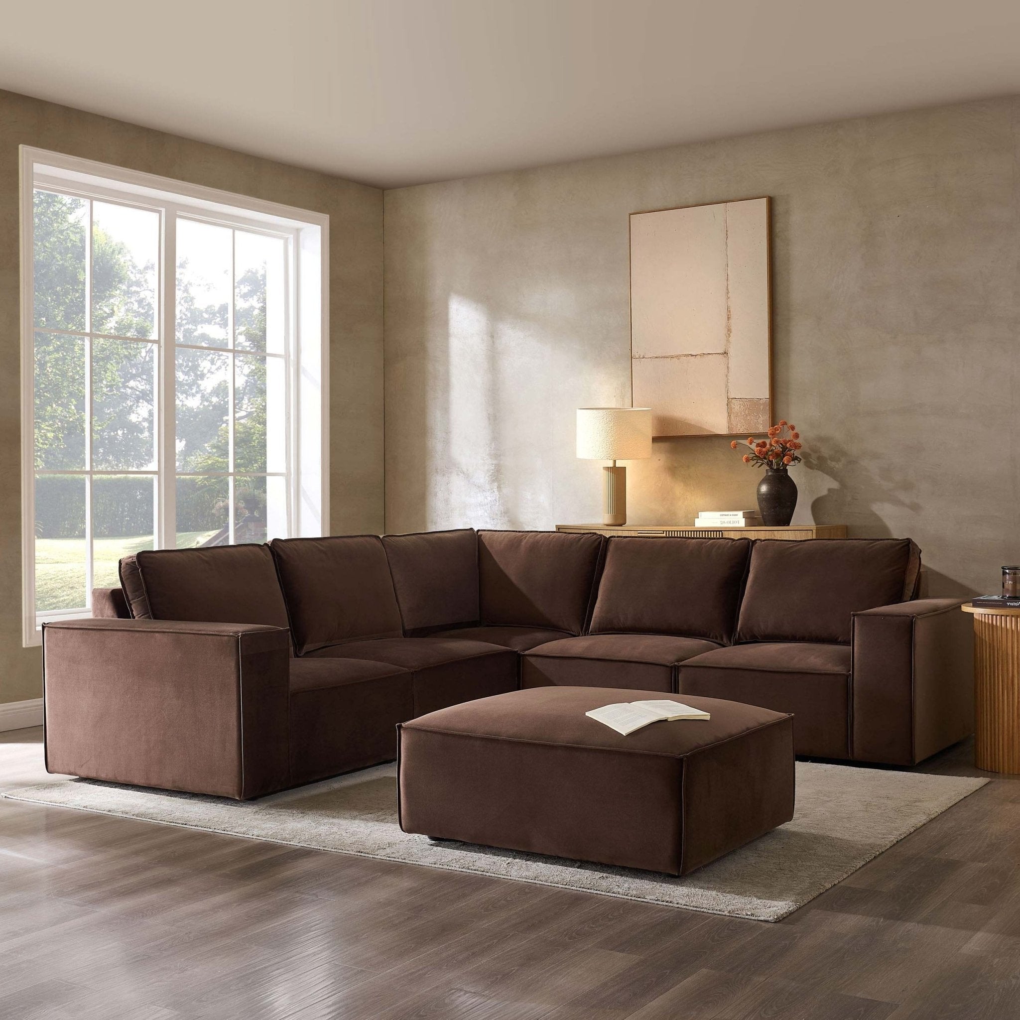 Brooklyn Large Left Hand Corner Sofa - Cappuccino - DUSK