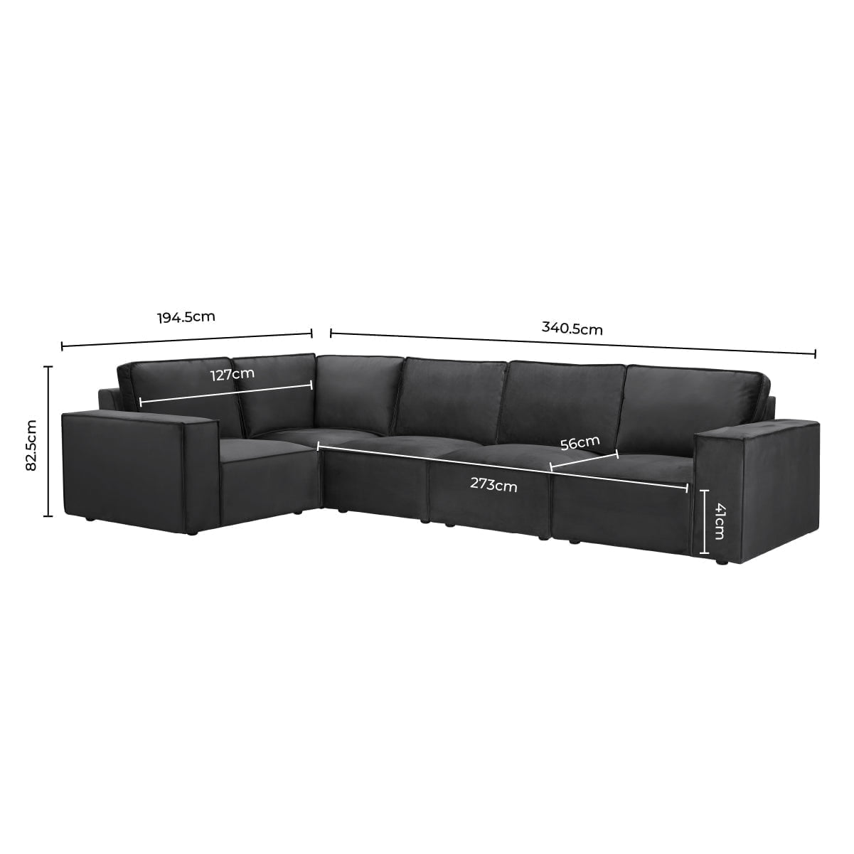 Brooklyn Large Left Hand Facing L-Shape Sofa - Ink - DUSK