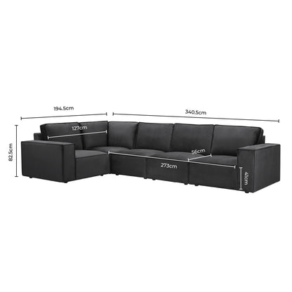 Brooklyn Large Left Hand Facing L-Shape Sofa - Ink - DUSK