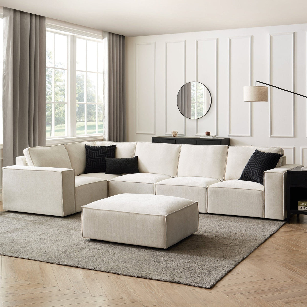 Brooklyn Large Left Hand Facing L-Shape Sofa - Ivory - DUSK
