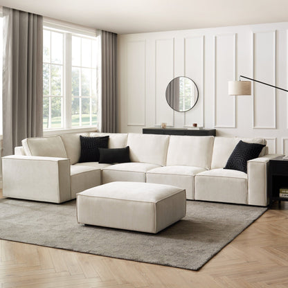 Brooklyn Large Left Hand Facing L-Shape Sofa - Ivory - DUSK