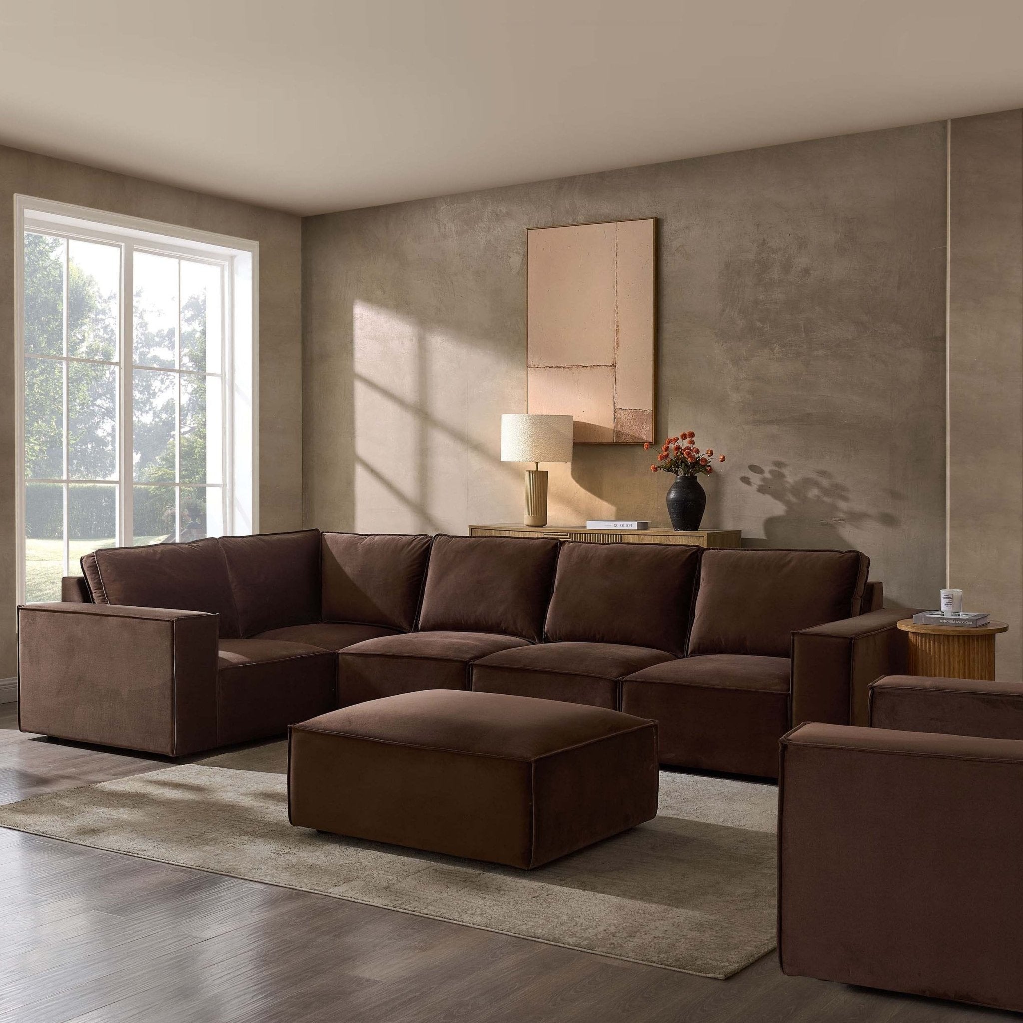 Brooklyn Large Left Hand L - Shape Sofa - Cappuccino - DUSK
