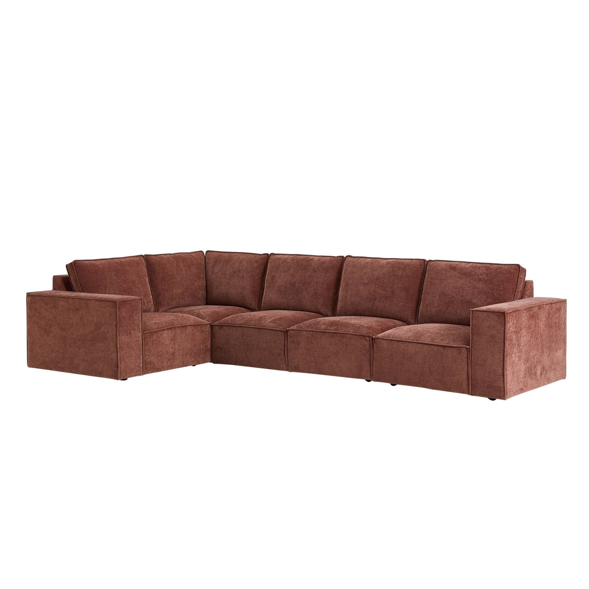Brooklyn Large Left Hand L-Shape Sofa - Chenille Dark Rust - DUSK