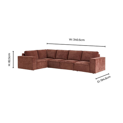 Brooklyn Large Left Hand L-Shape Sofa - Chenille Dark Rust - DUSK