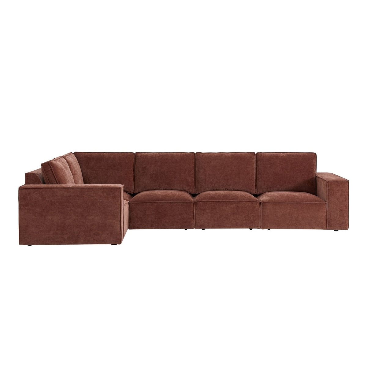 Brooklyn Large Left Hand L-Shape Sofa - Chenille Dark Rust - DUSK