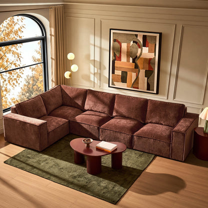 Brooklyn Large Left Hand L-Shape Sofa - Chenille Dark Rust - DUSK