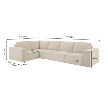 Brooklyn Large Left Hand L - Shape Sofa - Ink - DUSK