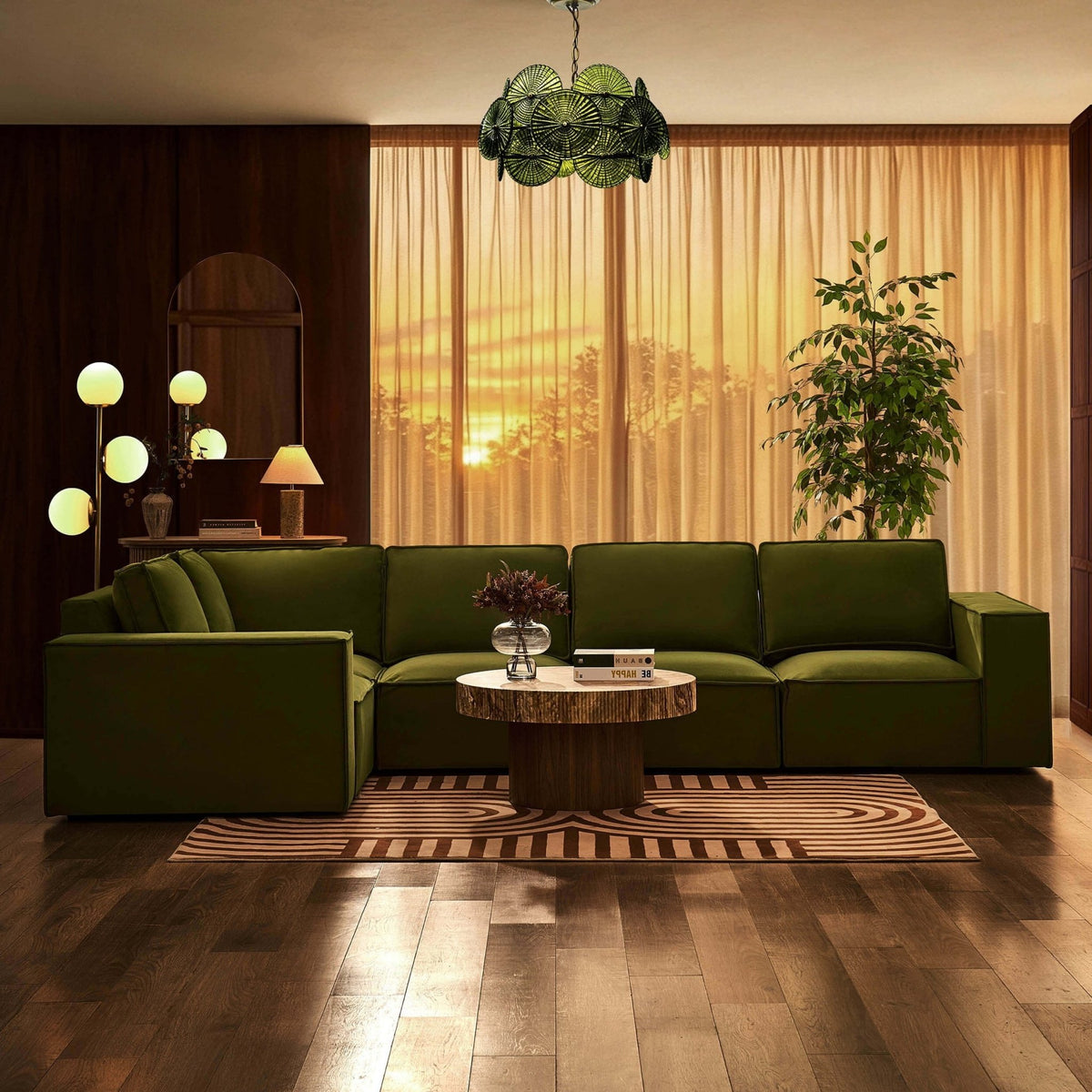 Brooklyn Large Left Hand L-Shape Sofa - Muted Moss - DUSK
