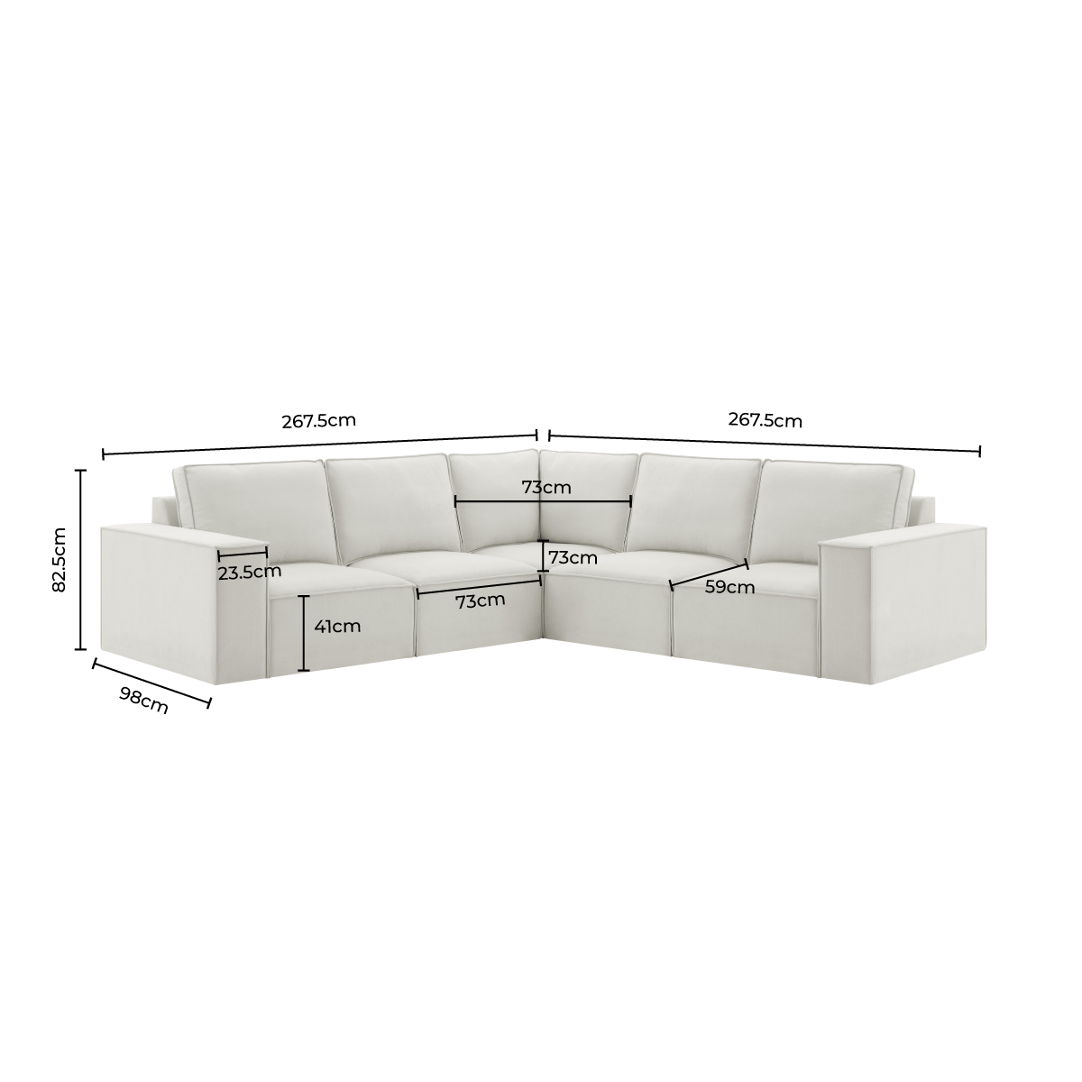 Brooklyn Large Right Hand Corner Sofa - Cappuccino - DUSK