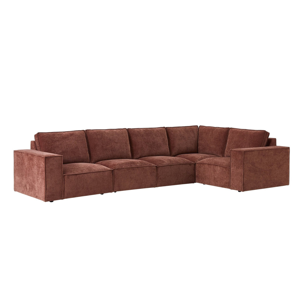 Brooklyn Large Right Hand L-Shape Sofa - Chenille Dark Rust - DUSK