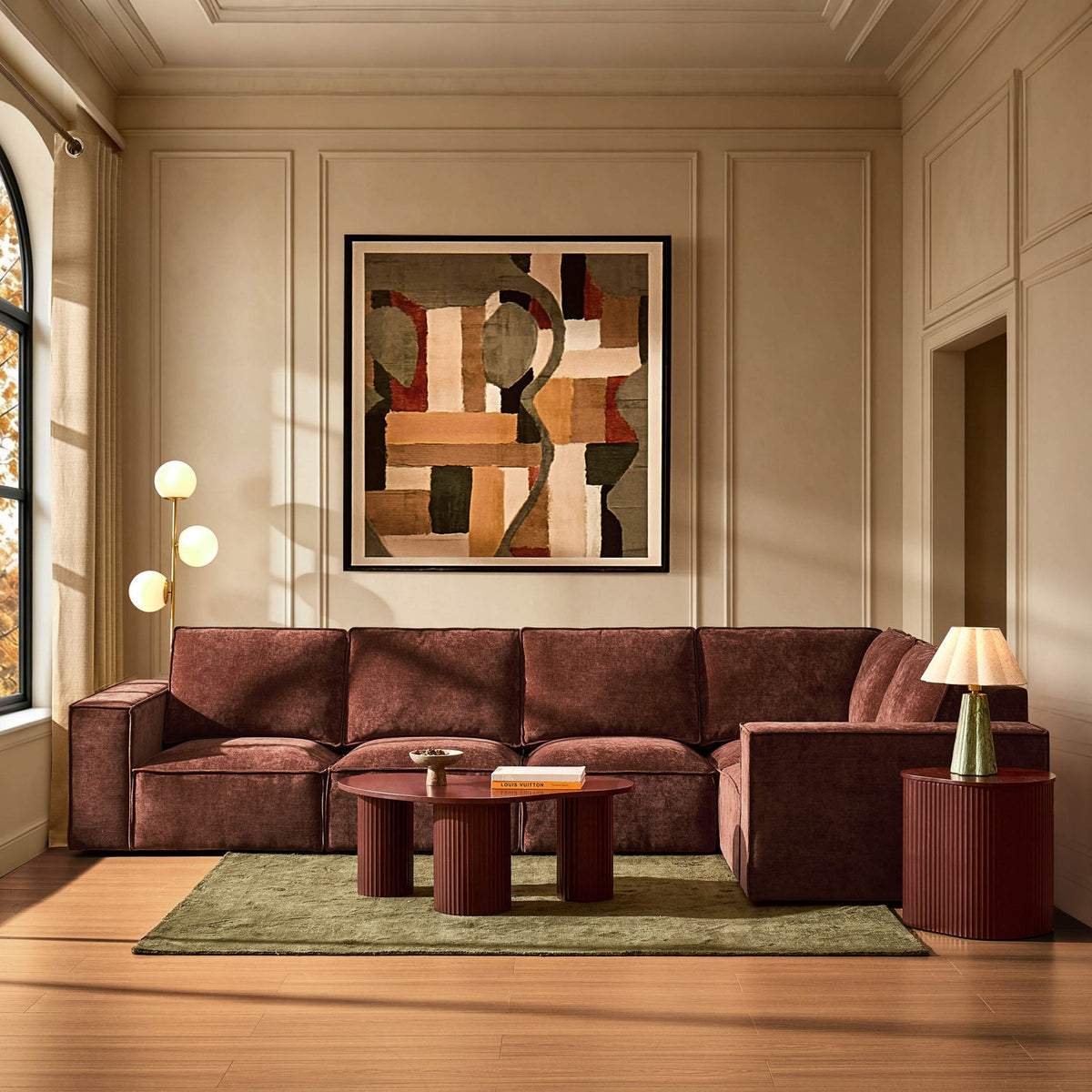 Brooklyn Large Right Hand L-Shape Sofa - Chenille Dark Rust - DUSK
