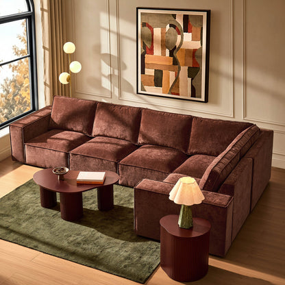 Brooklyn Large Right Hand L-Shape Sofa - Chenille Dark Rust - DUSK