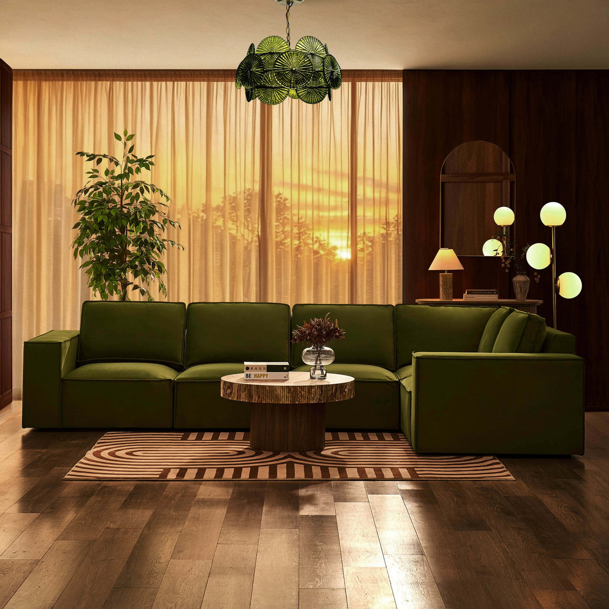 Brooklyn Large Right Hand L-Shape Sofa - Muted Moss - DUSK