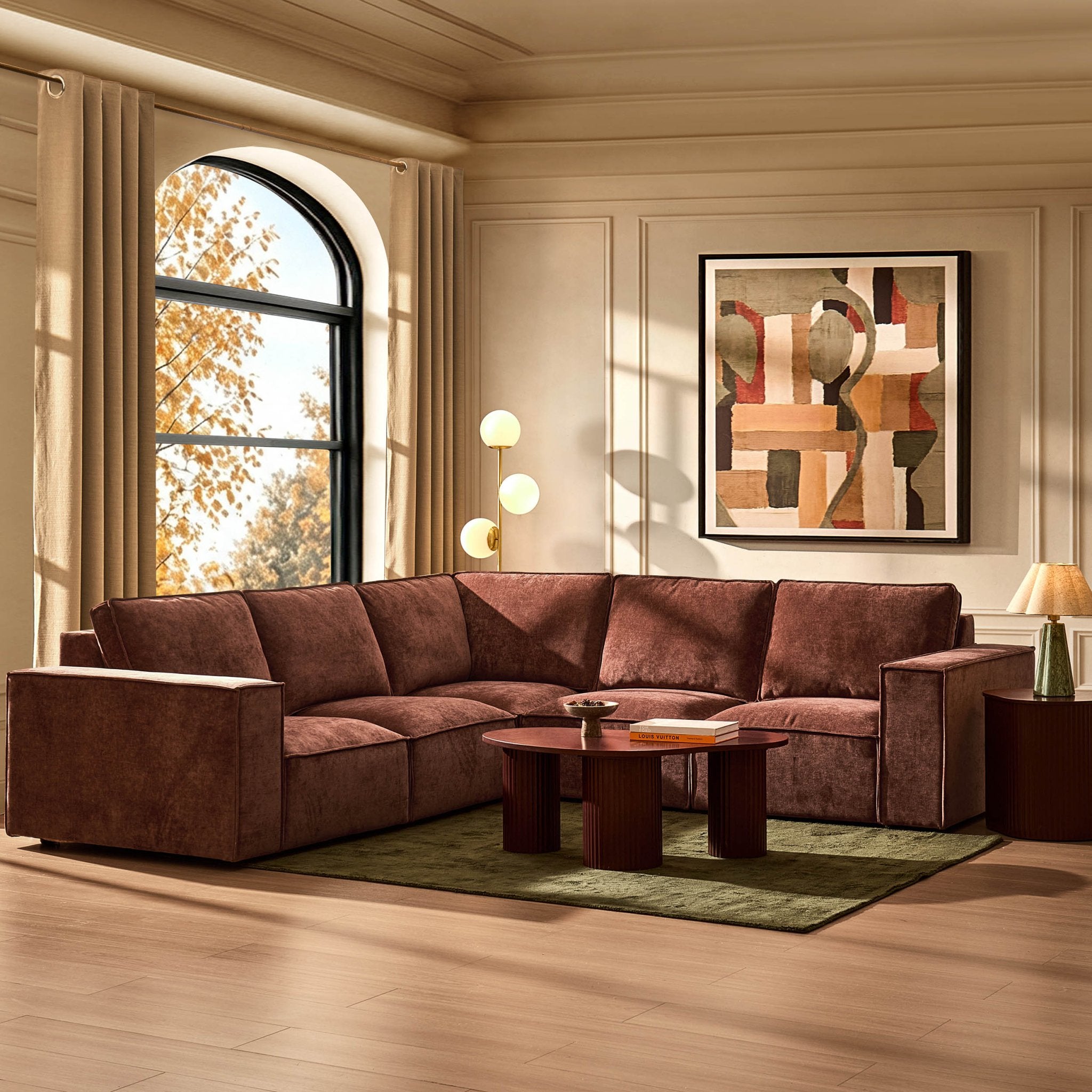 Brooklyn Left Hand Corner Sofa - Chenille Dark Rust - DUSK