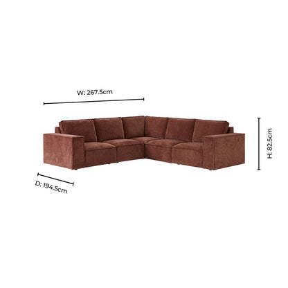 Brooklyn Left Hand Corner Sofa - Chenille Dark Rust - DUSK