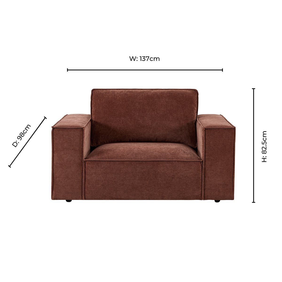 Brooklyn Loveseat - Chenille Dark Rust - DUSK