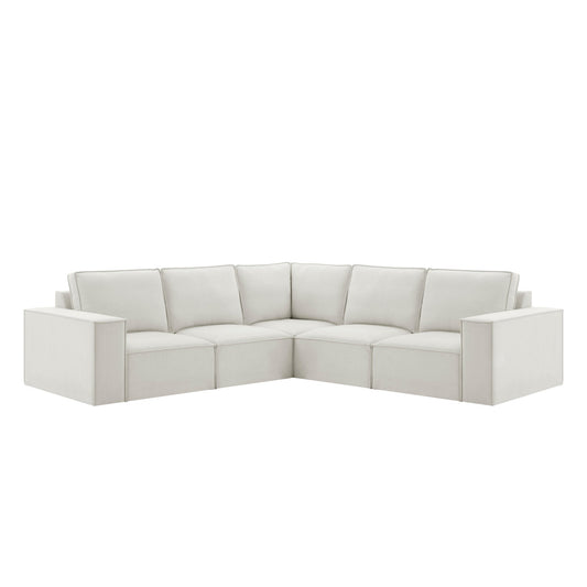 Brooklyn Modular Large Left Hand Facing Corner Sofa - Chenille - Ivory - DUSK 2048