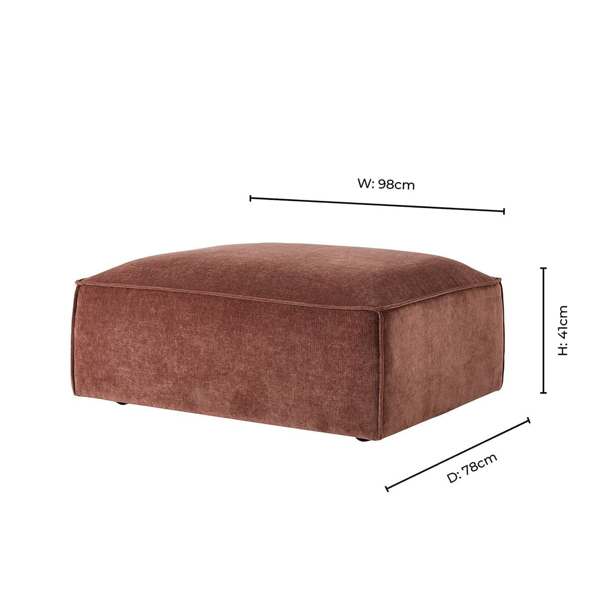 Brooklyn Pouffe - Chenille Dark Rust - DUSK