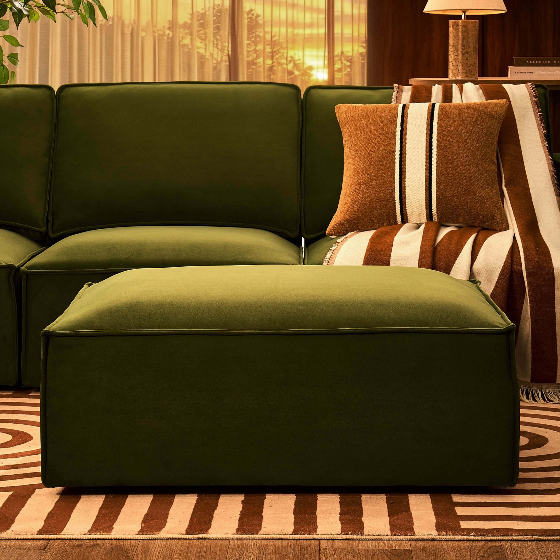Brooklyn Pouffe - Muted Moss - DUSK