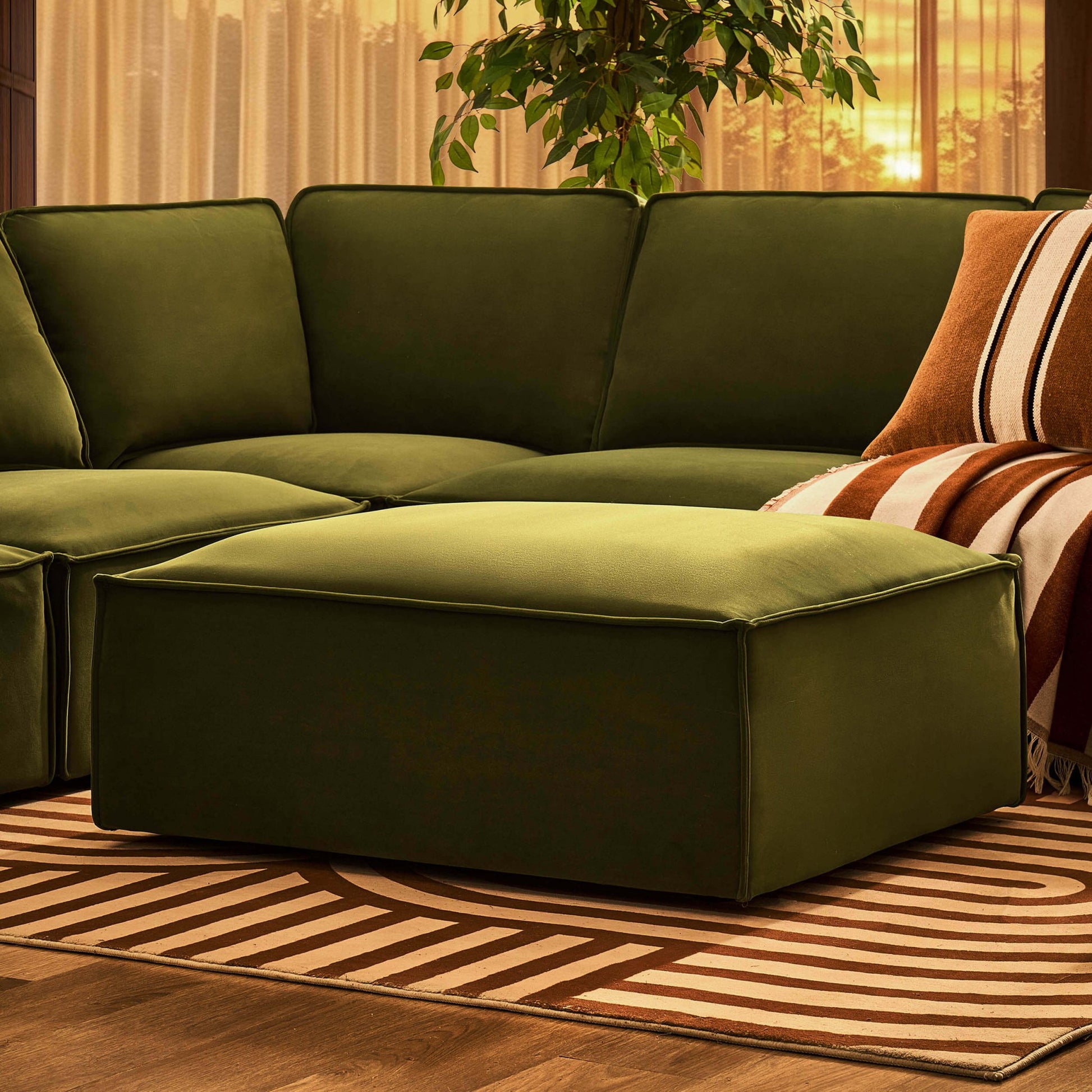 Brooklyn Pouffe - Muted Moss - DUSK