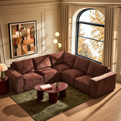 Brooklyn Right Hand Corner Sofa - Chenille Dark Rust - DUSK