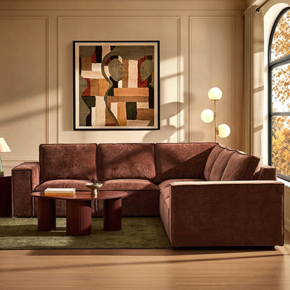 Brooklyn Right Hand Corner Sofa - Chenille Dark Rust - DUSK