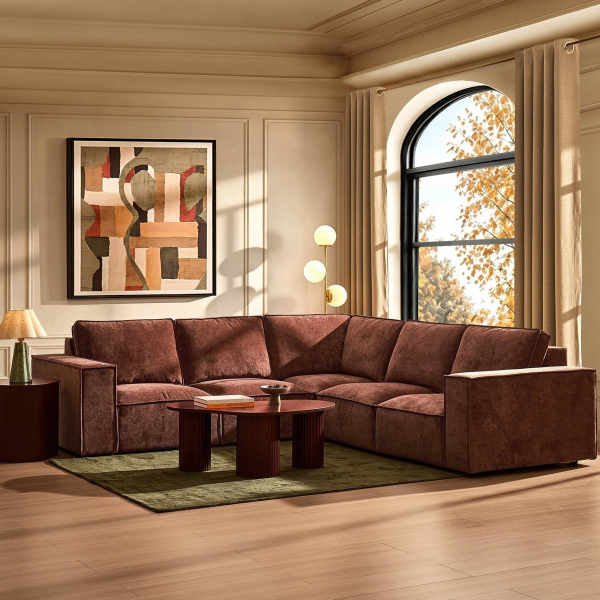Brooklyn Right Hand Corner Sofa - Chenille Dark Rust - DUSK