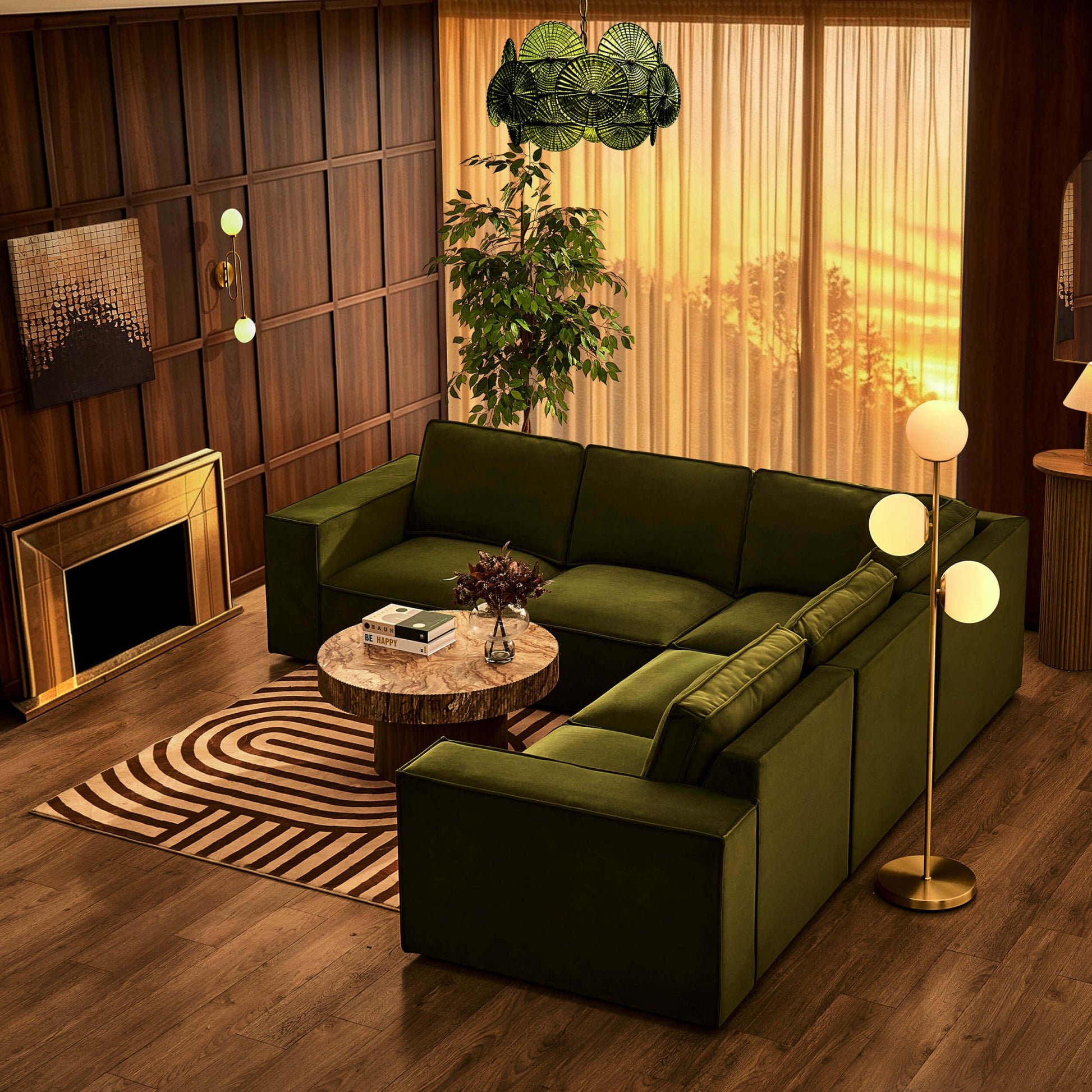 Brooklyn Right Hand Corner Sofa - Muted Moss - DUSK
