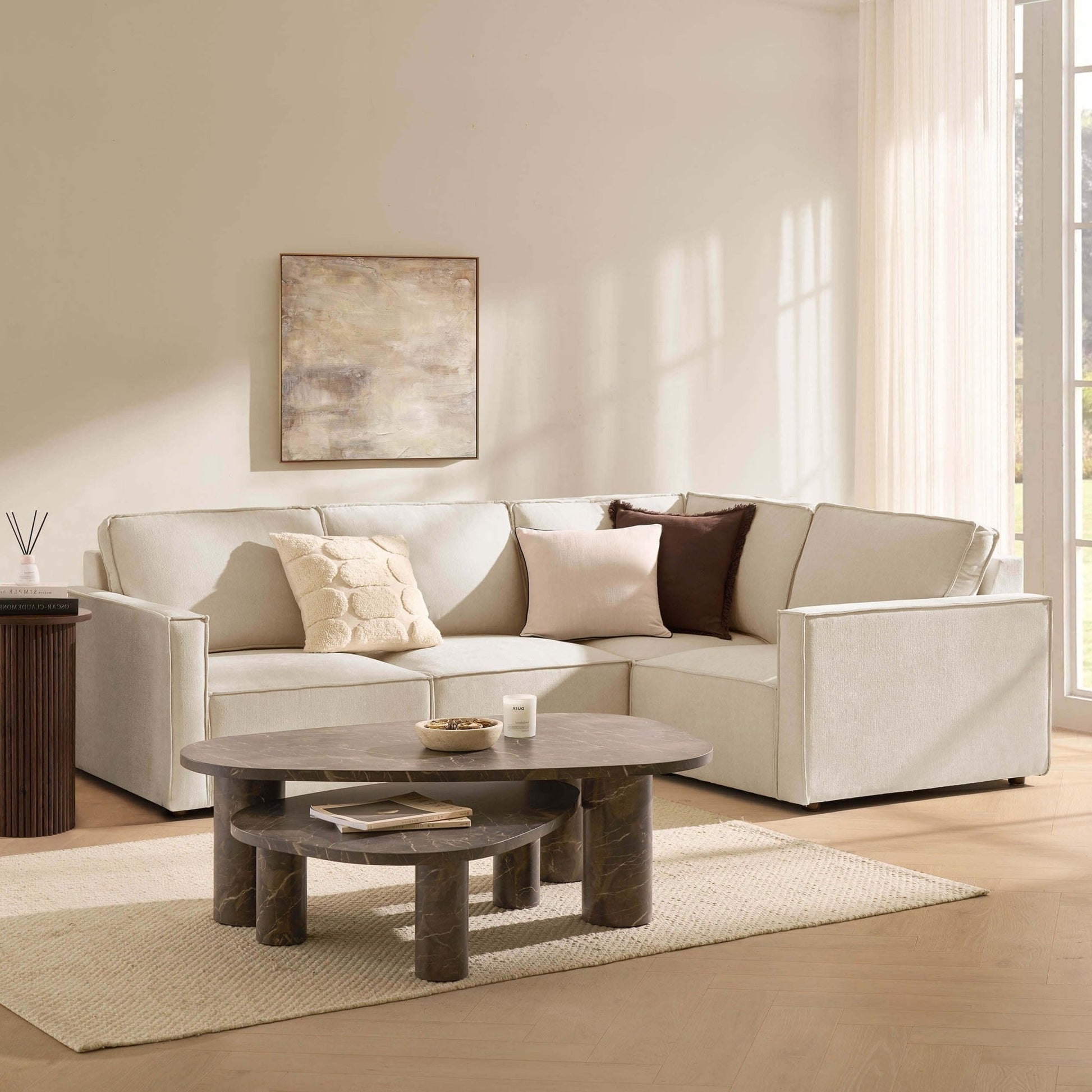 Brooklyn Slim Arm Right Hand Small L - Shape - Chenille Ivory - DUSK
