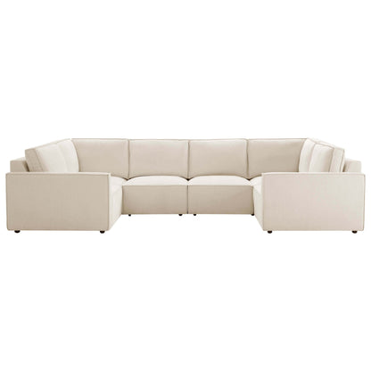 Brooklyn Slim Arm U - Shape Sofa - Chenille Ivory - DUSK