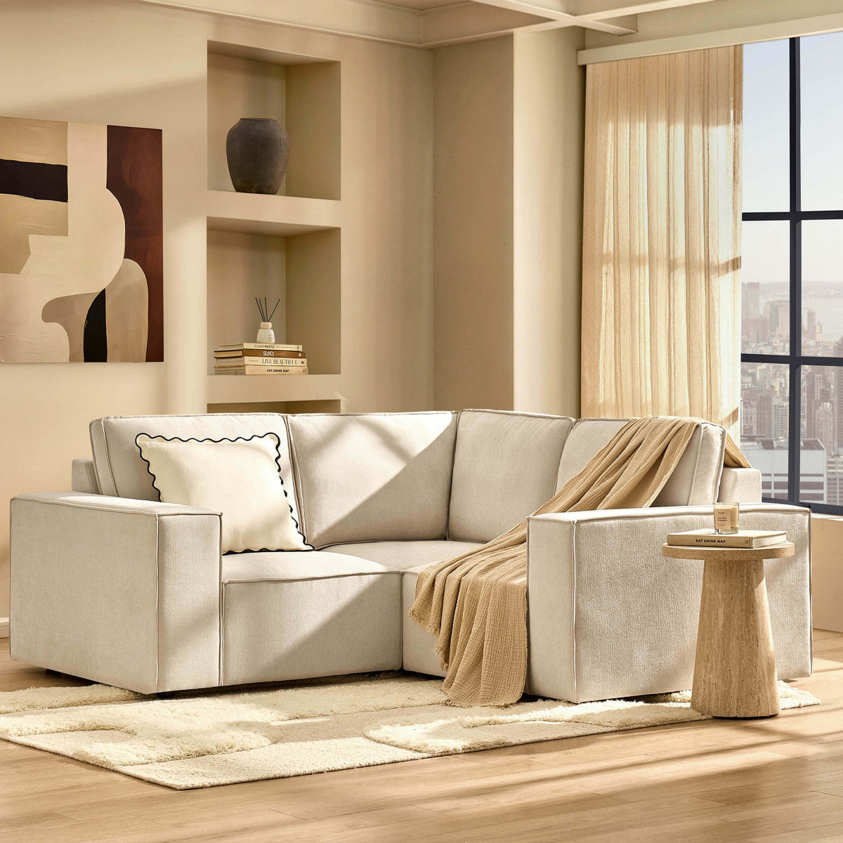 Brooklyn Small Corner Sofa - Chenille Ivory - DUSK