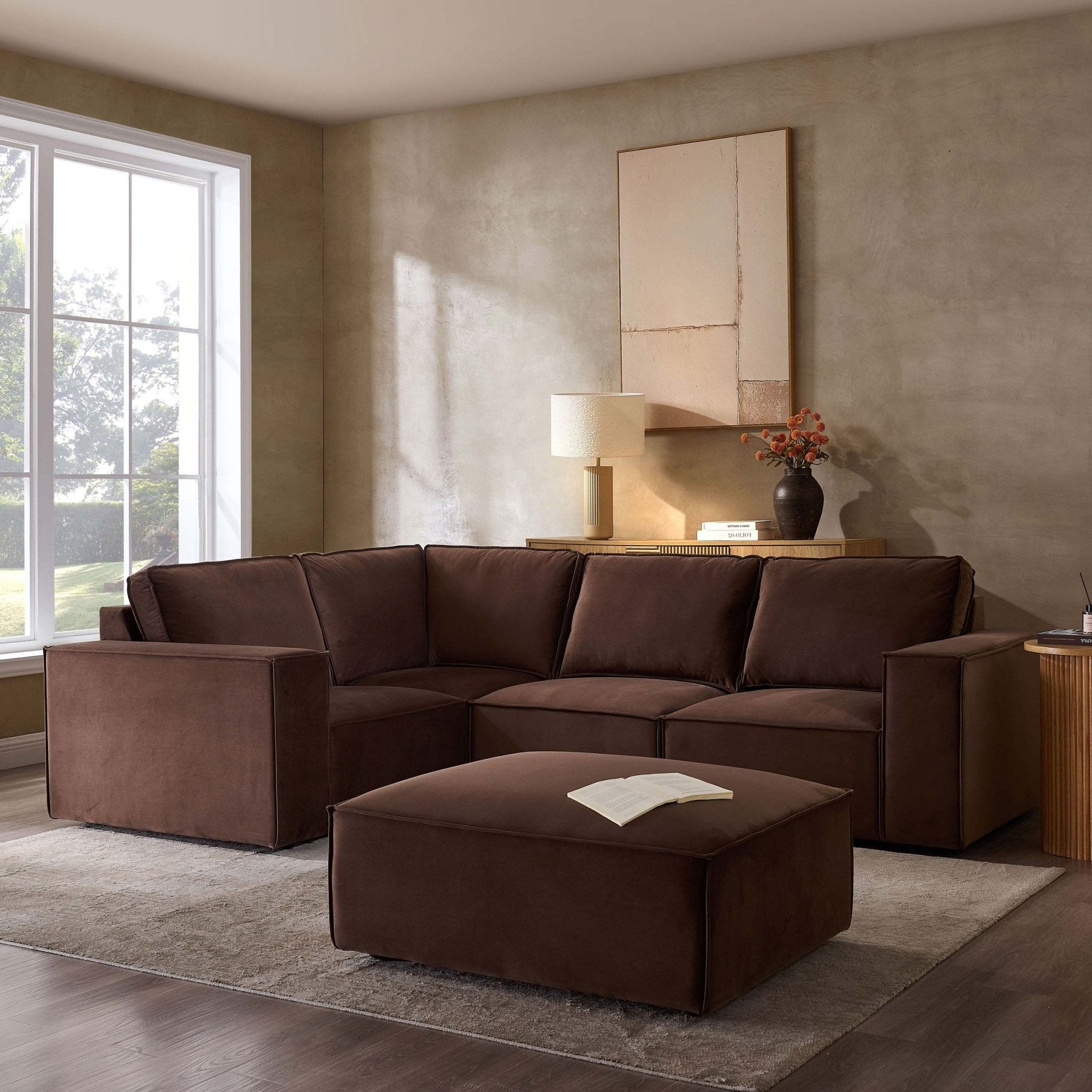 Brooklyn Small Left Hand L - Shape Sofa - Cappuccino - DUSK