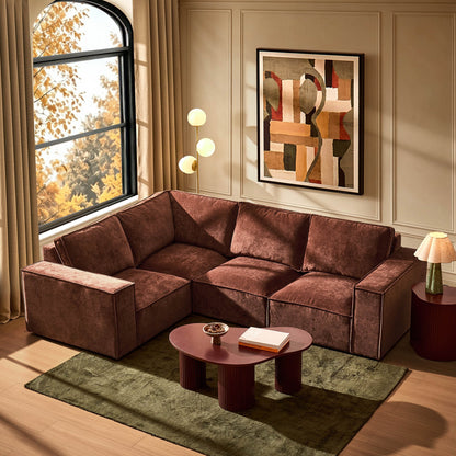 Brooklyn Small Left Hand L-Shape Sofa - Chenille Dark Rust - DUSK