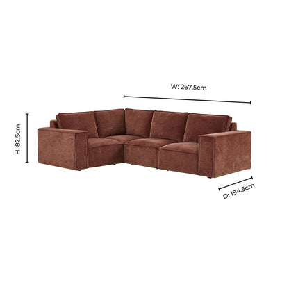 Brooklyn Small Left Hand L-Shape Sofa - Chenille Dark Rust - DUSK