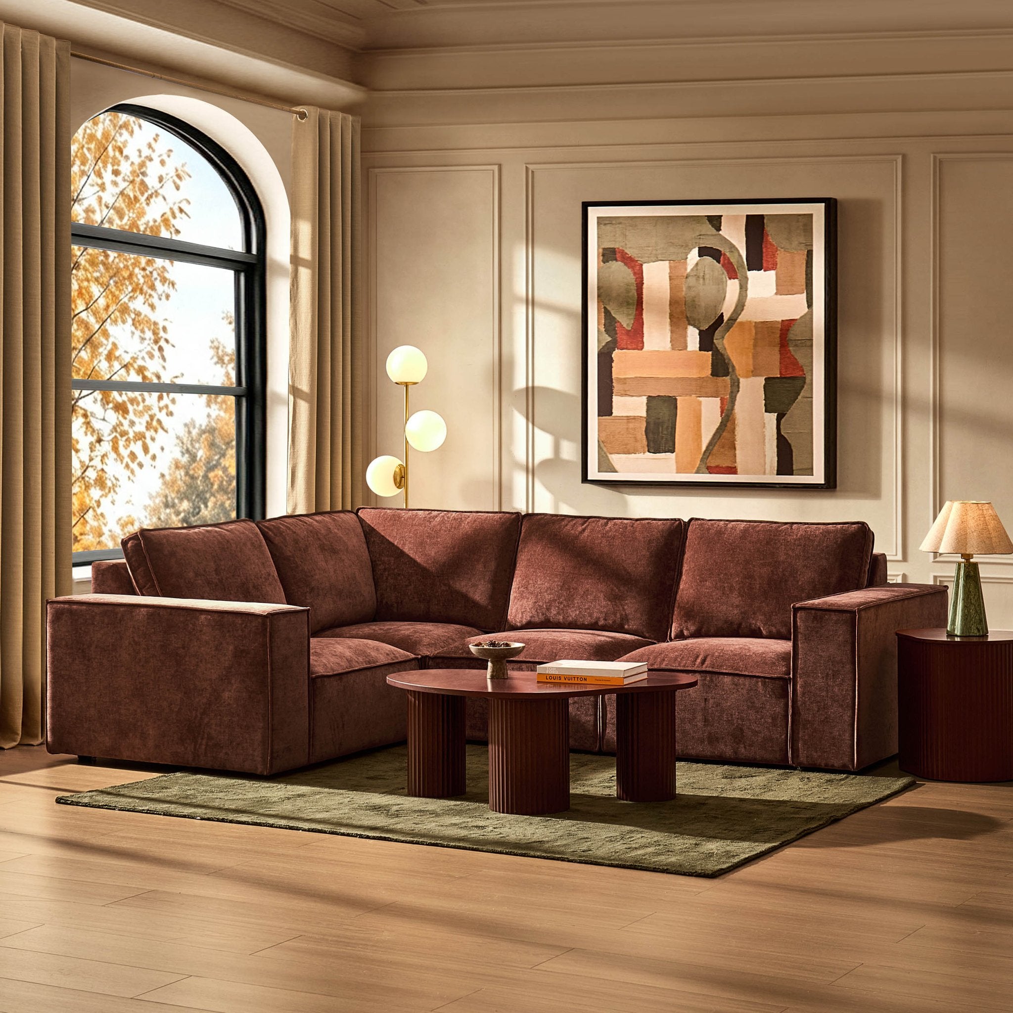 Brooklyn Small Left Hand L-Shape Sofa - Chenille Dark Rust - DUSK