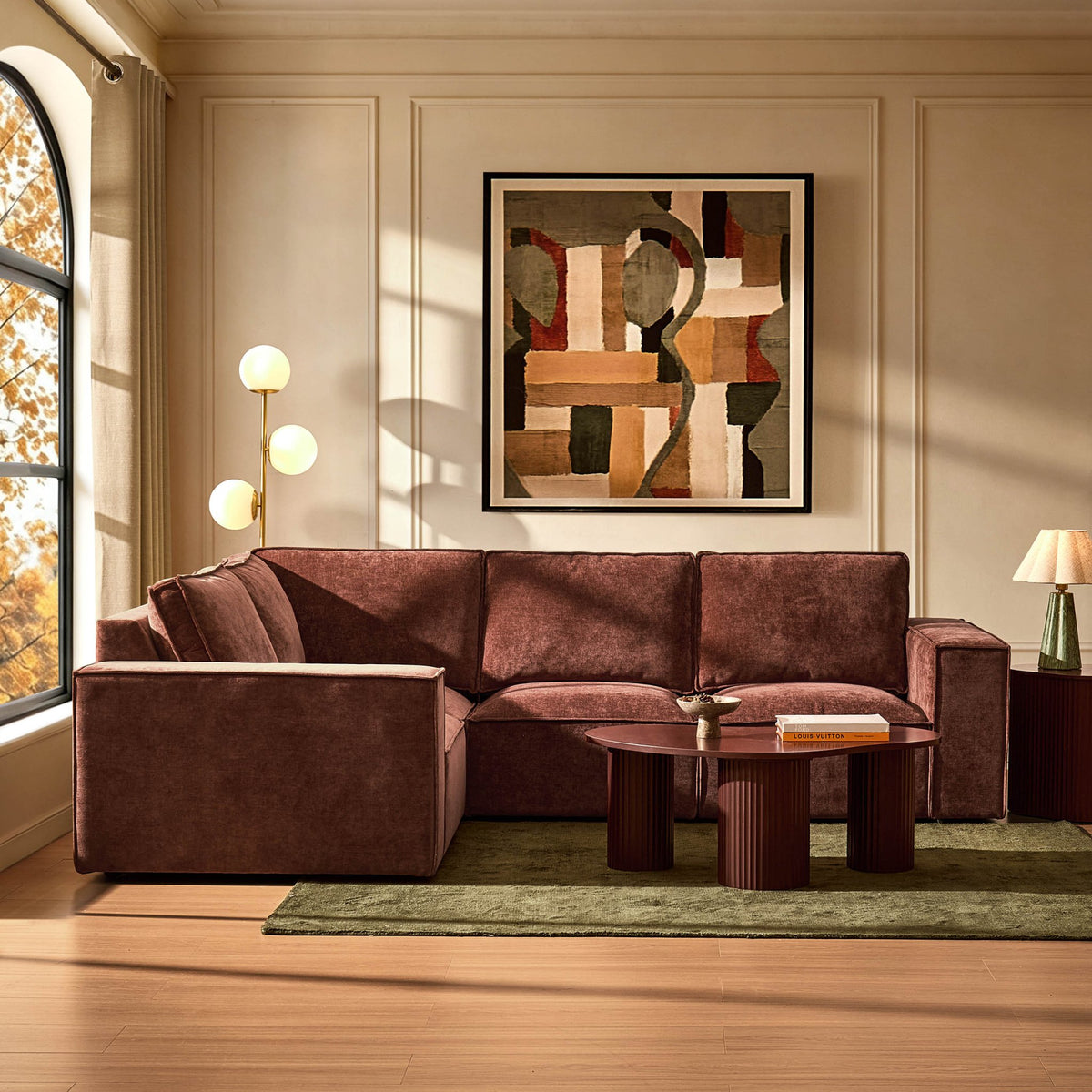 Brooklyn Small Left Hand L-Shape Sofa - Chenille Dark Rust - DUSK