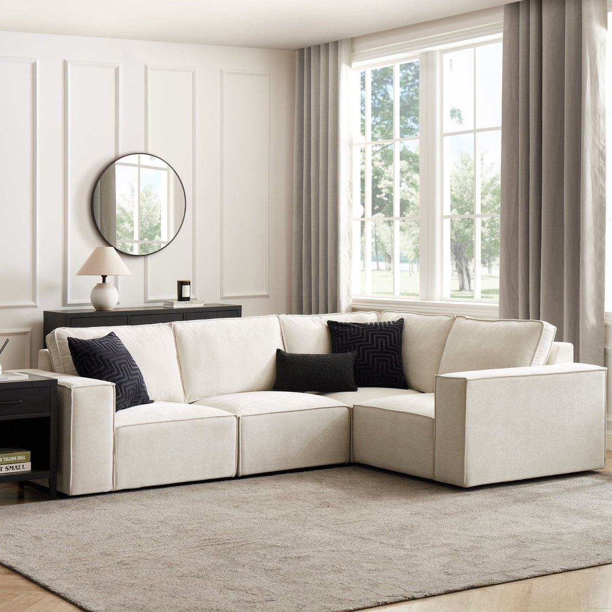 Brooklyn Small Right Hand Facing L-Shape Sofa - Ivory - DUSK