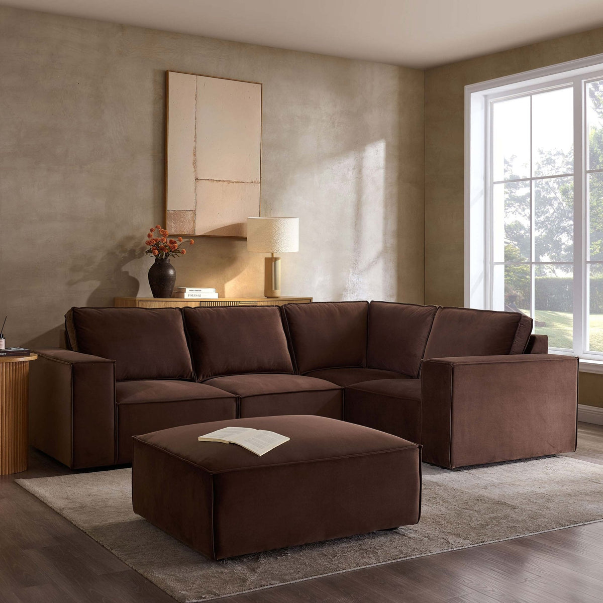 Brooklyn Small Right Hand L - Shape Sofa - Cappuccino - DUSK