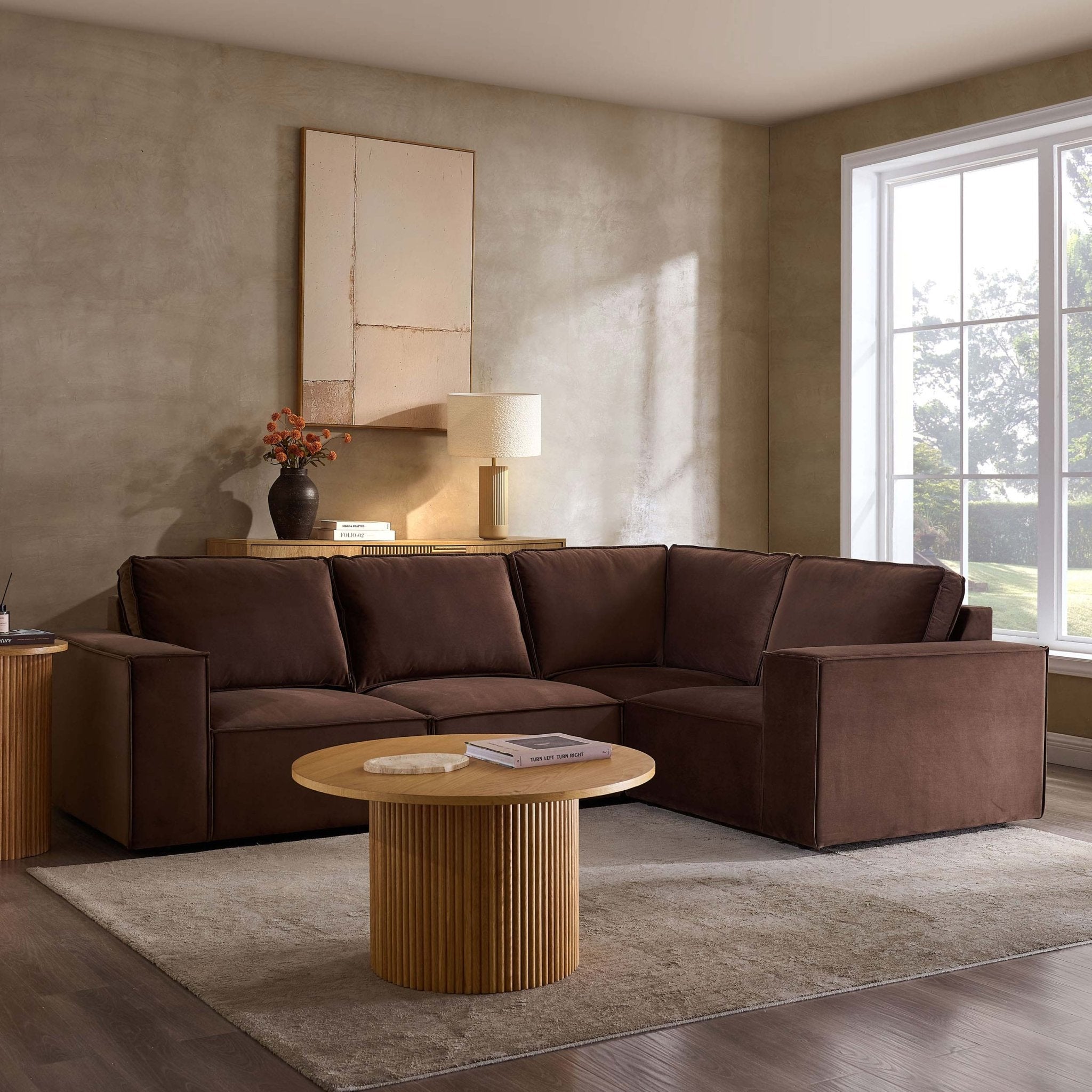 Brooklyn Small Right Hand L - Shape Sofa - Cappuccino - DUSK