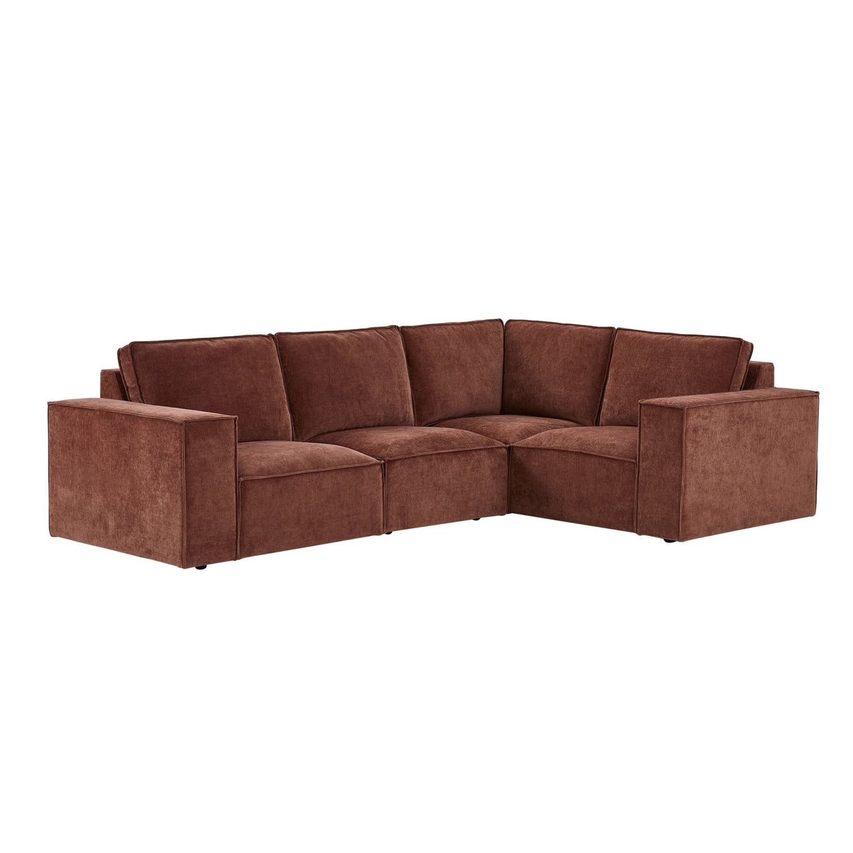 Brooklyn Small Right Hand L-Shape Sofa - Chenille Dark Rust - DUSK