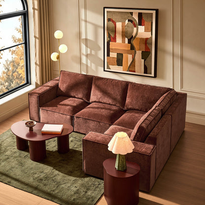 Brooklyn Small Right Hand L-Shape Sofa - Chenille Dark Rust - DUSK