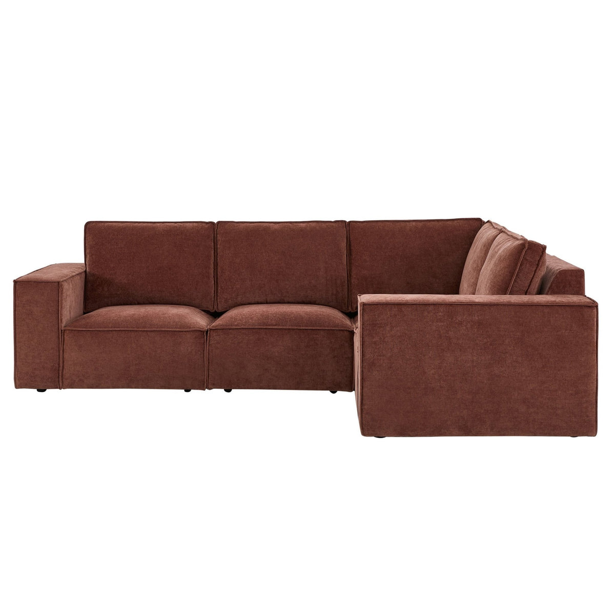 Brooklyn Small Right Hand L-Shape Sofa - Chenille Dark Rust - DUSK