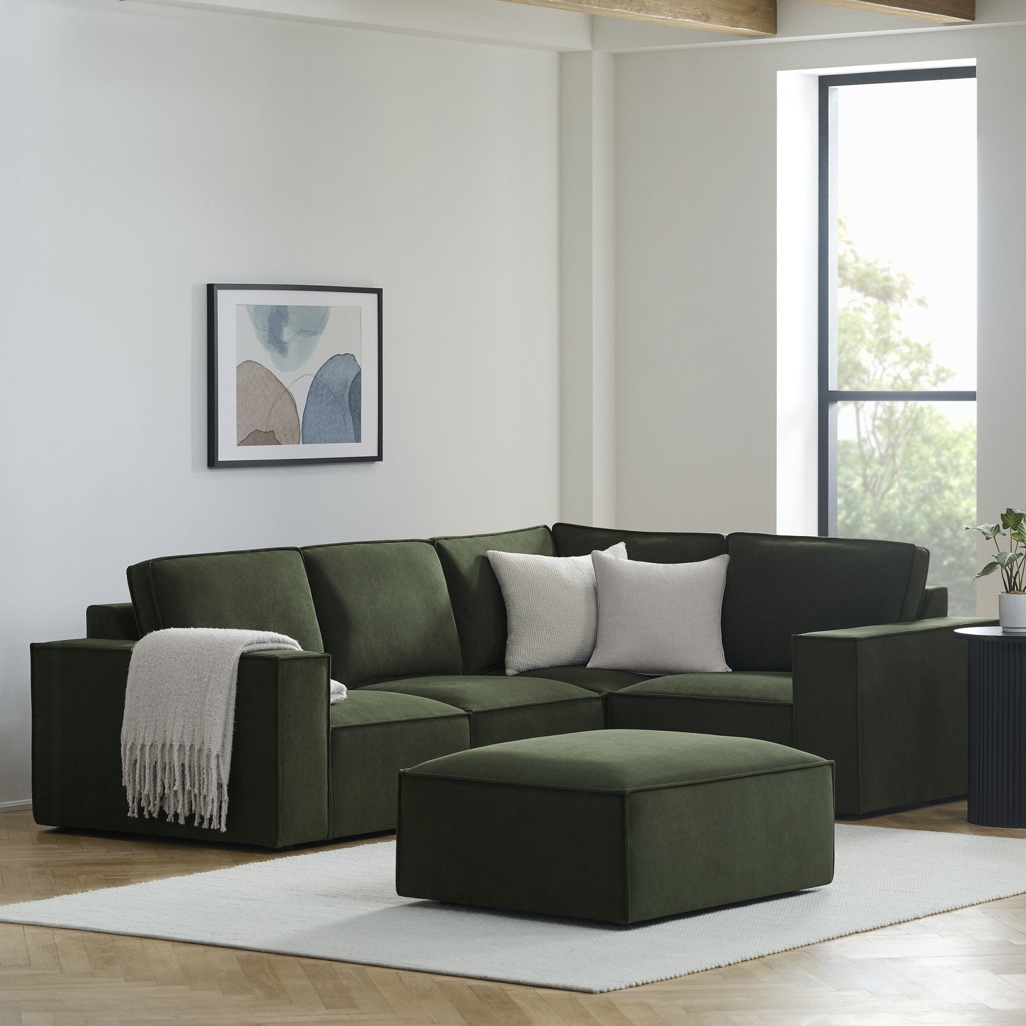 Brooklyn Small Right Hand L-Shape Sofa - Dark Olive